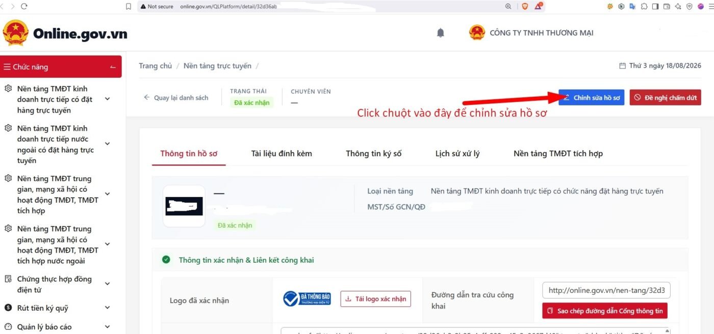 Bấm chỉnh sửa, bổ sung