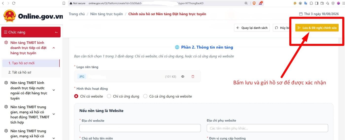 Lưu và đề nghị chỉnh sửa