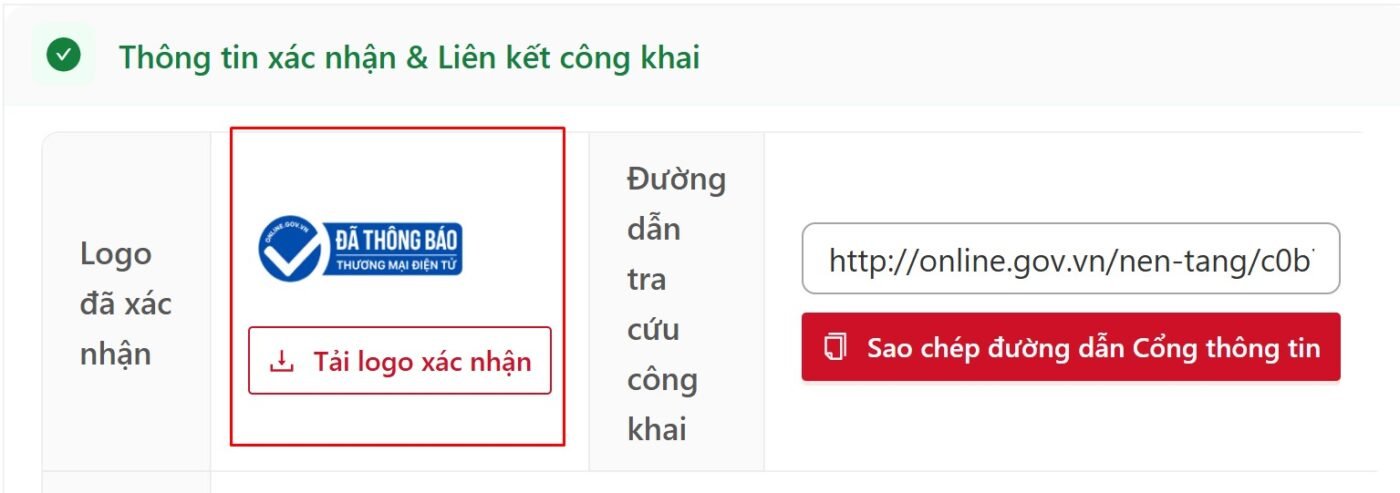 Tải logo đã thông báo tại mục Tải logo đã xác nhận