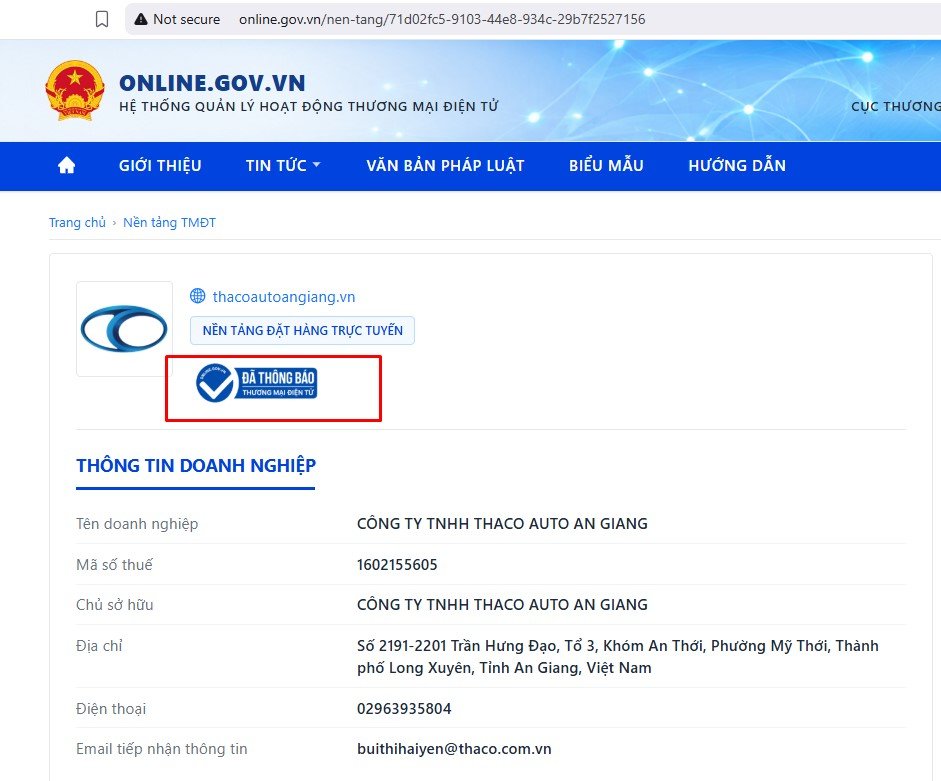 Tải logo tại mục thông báo hệ thống quản lý hoạt động thương mại điện tử