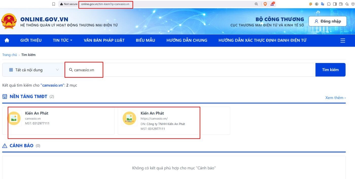 Cách 4. Tìm kiếm bằng tên miền, tên doanh nghiệp hoặc mã số thuế trên Online.gov.vn