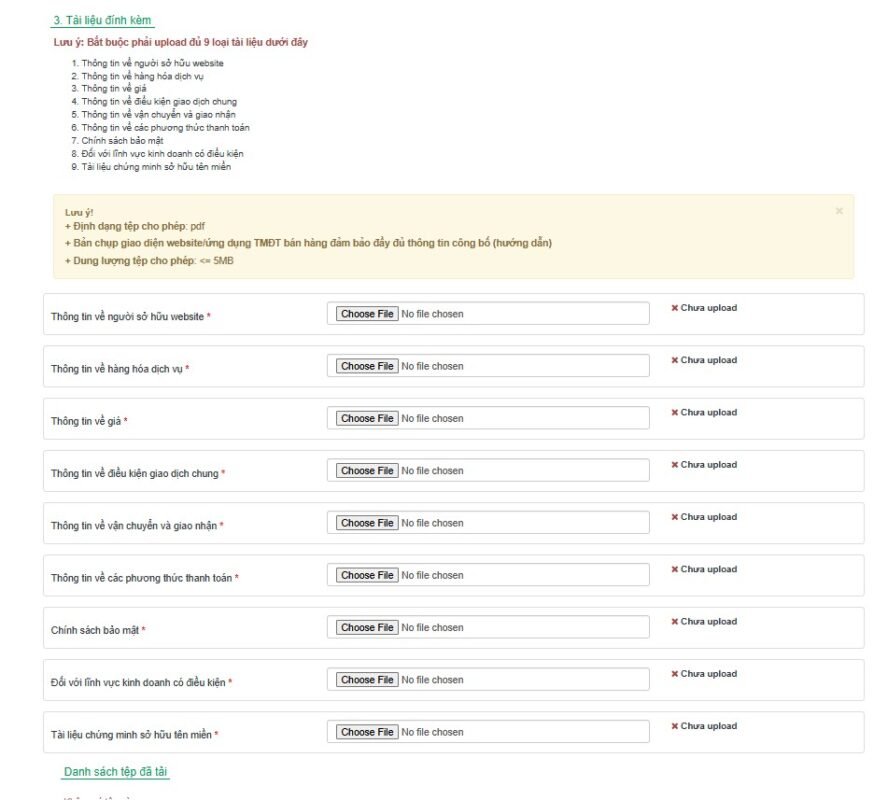 9 tài liệu bắt buộc kèm theo hồ sơ thông báo website thương mại điện tử bán hàng