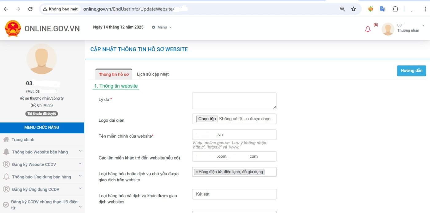 Cập nhật các thông tin thay đổi về web