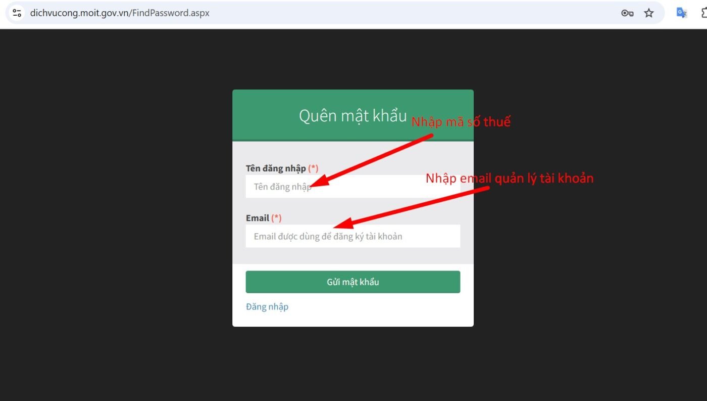 Nhập mã số thuế và email quản lý tài khoản