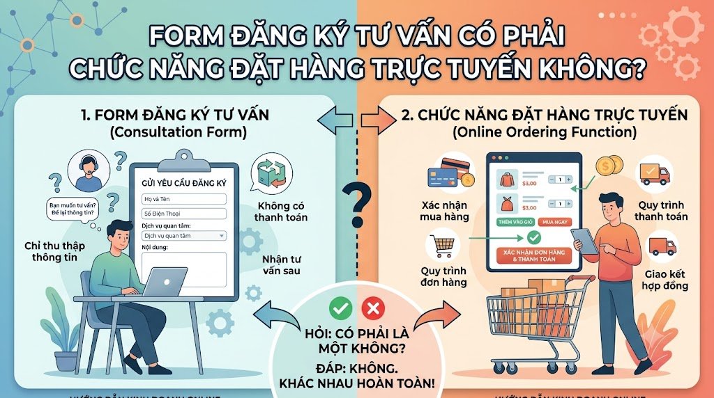 Form đăng ký tư vấn có phải chức năng đặt hàng trực tuyến không?