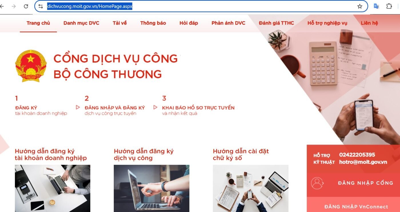 Cổng dịch vụ Công Bộ Công Thương