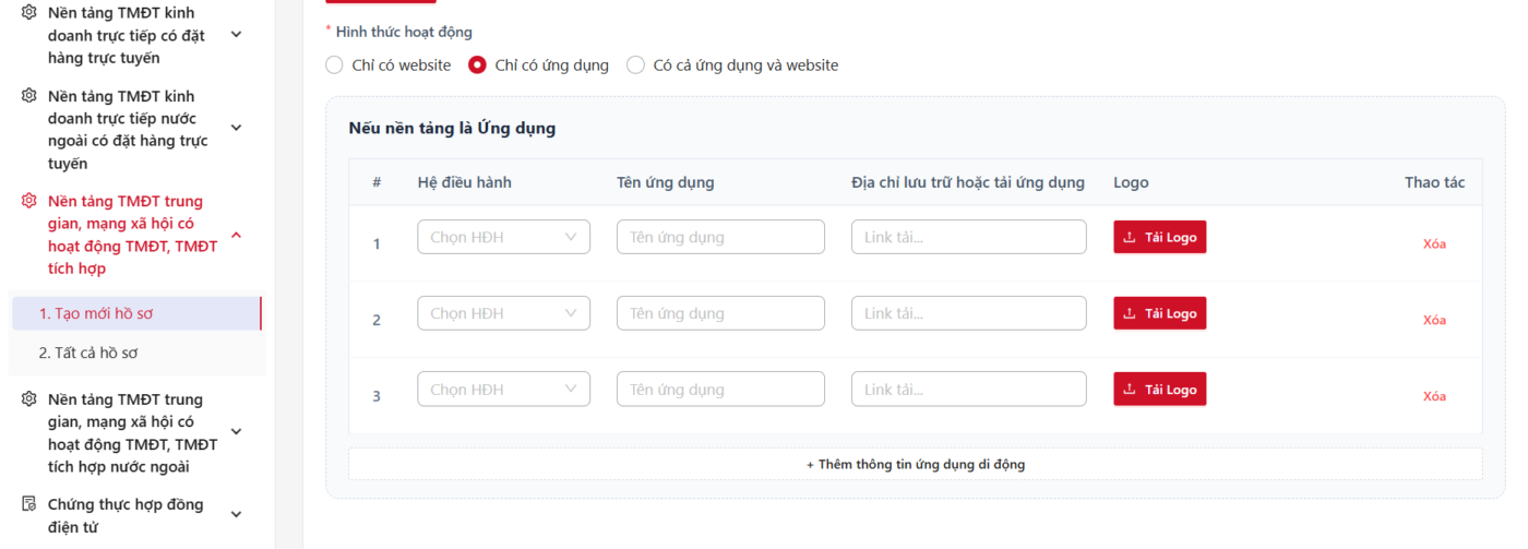 Đăng ký app TMĐT với Bộ Công Thương