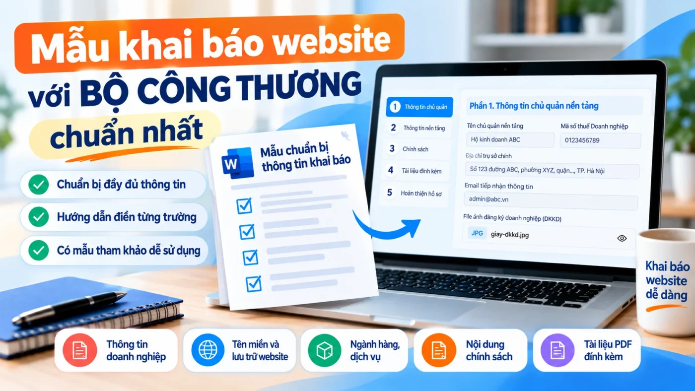Mẫu khai báo website với Bộ Công Thương chuẩn