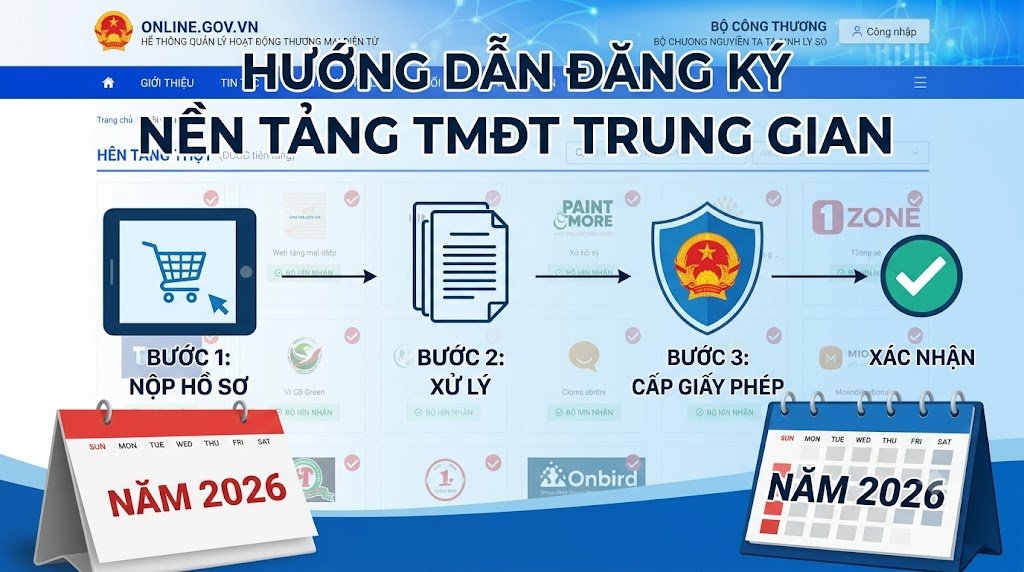 Quy trình, hồ sơ thủ tục đăng ký nền tảng thương mại điện tử trung gian với Bộ Công Thương năm 2026
