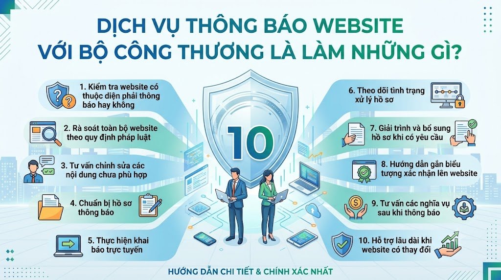 Dịch vụ thông báo website với Bộ Công Thương là làm những gì?