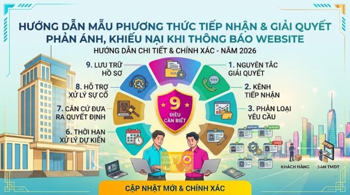 Hướng dẫn mẫu Phương thức tiếp nhận và giải quyết phản ánh, khiếu nại khi thông báo website