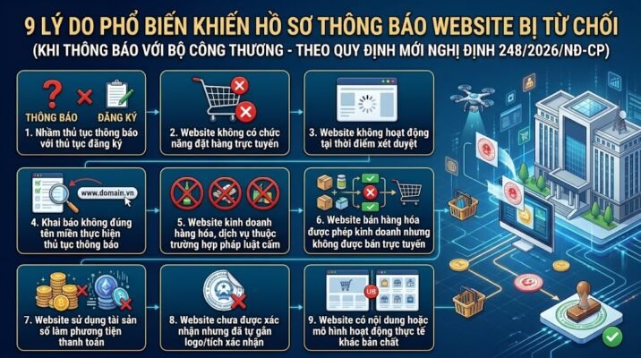 9 lý do phổ biến khiến hồ sơ thông báo website với Bộ Công Thương bị từ chối