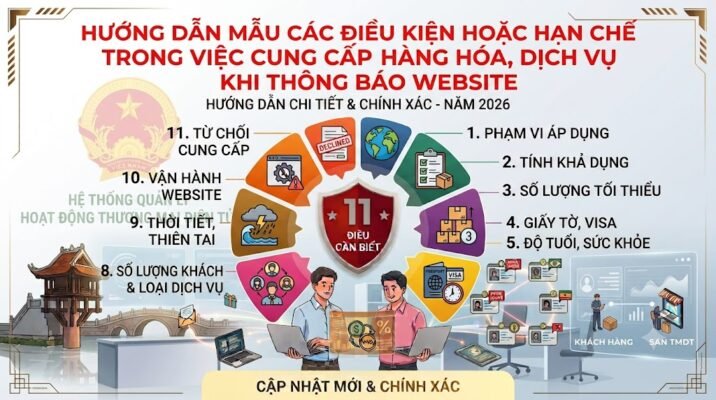 Hướng dẫn mẫu Các điều kiện hoặc hạn chế trong việc cung cấp hàng hóa, dịch vụ khi thông báo website