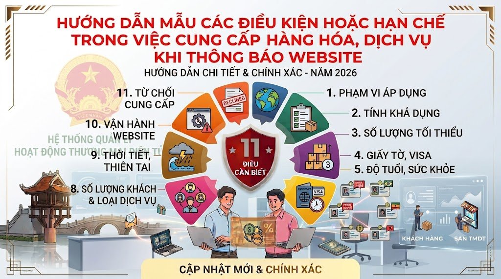 Hướng dẫn mẫu Các điều kiện hoặc hạn chế trong việc cung cấp hàng hóa, dịch vụ khi thông báo website