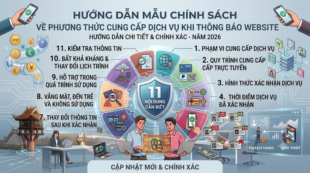 Hướng dẫn mẫu Chính sách về phương thức cung cấp dịch vụ khi thông báo website
