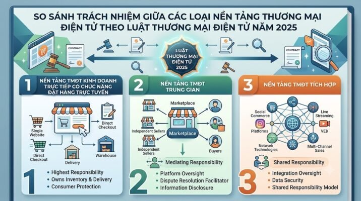 So sánh trách nhiệm giữa các loại nền tảng thương mại điện tử theo Luật Thương mại điện tử năm 2025