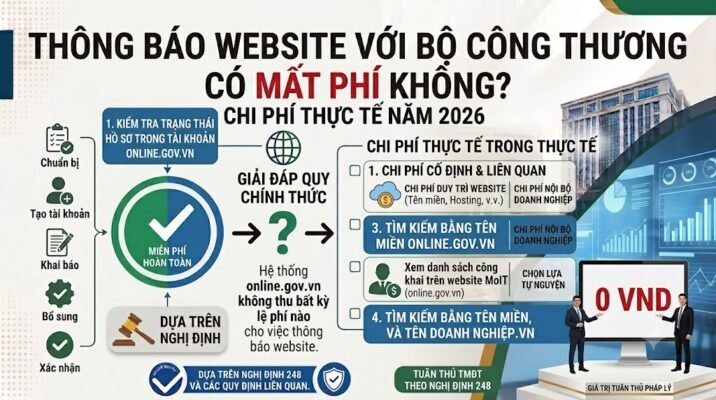 Thông báo website với Bộ Công Thương có mất phí không? Chi phí thực tế năm 2026