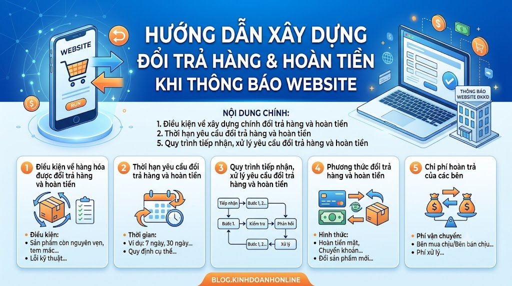 Hướng dẫn xây dựng Chính sách đổi trả hàng và hoàn tiền khi thông báo website