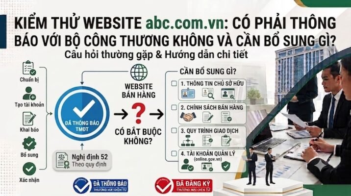 Kiểm thử website abc.com.vn: Có phải thông báo với Bộ Công Thương không và cần bổ sung gì?