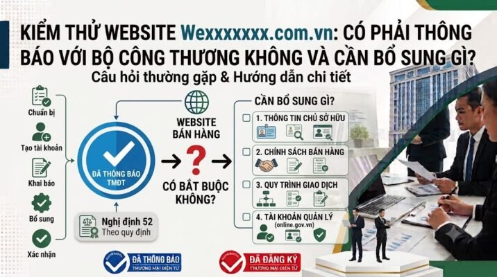 Kiểm thử website Wexxxxxxxx.com.vn: Có phải thông báo với Bộ Công Thương không và cần bổ sung gì?