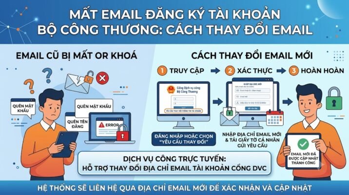 Mất email đăng ký tài khoản Bộ Công Thương: Cách thay đổi email