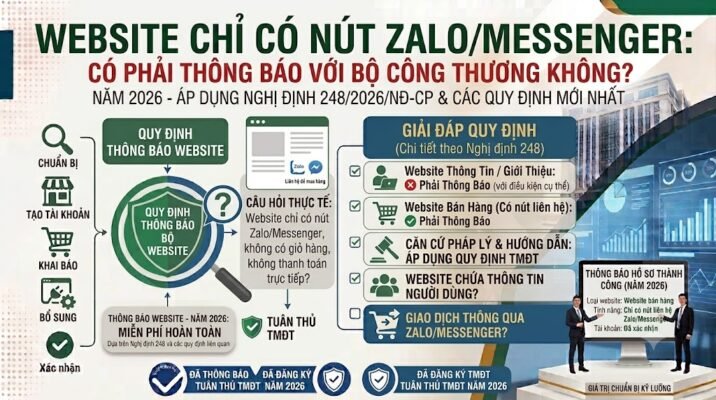 Website chỉ có nút Zalo/Messenger có phải thông báo với Bộ Công Thương không?