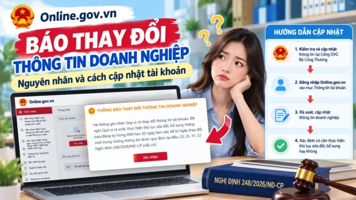 Online.gov.vn báo Thay đổi thông tin doanh nghiệp: Nguyên nhân và cách cập nhật tài khoản
