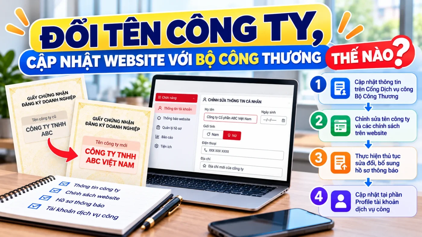 Đổi tên công ty, cập nhật thông tin website với Bộ Công Thương thế nào?