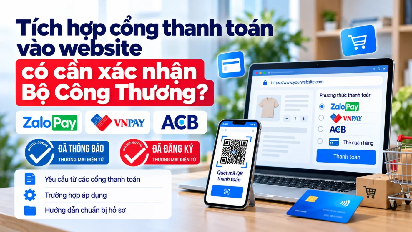 Tích hợp cổng thanh toán vào website có cần xác nhận Bộ Công Thương?
